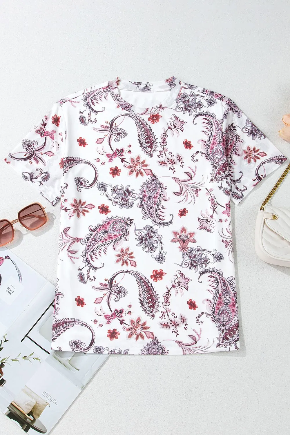 Paisley Mock Neck T Shirt, image 7