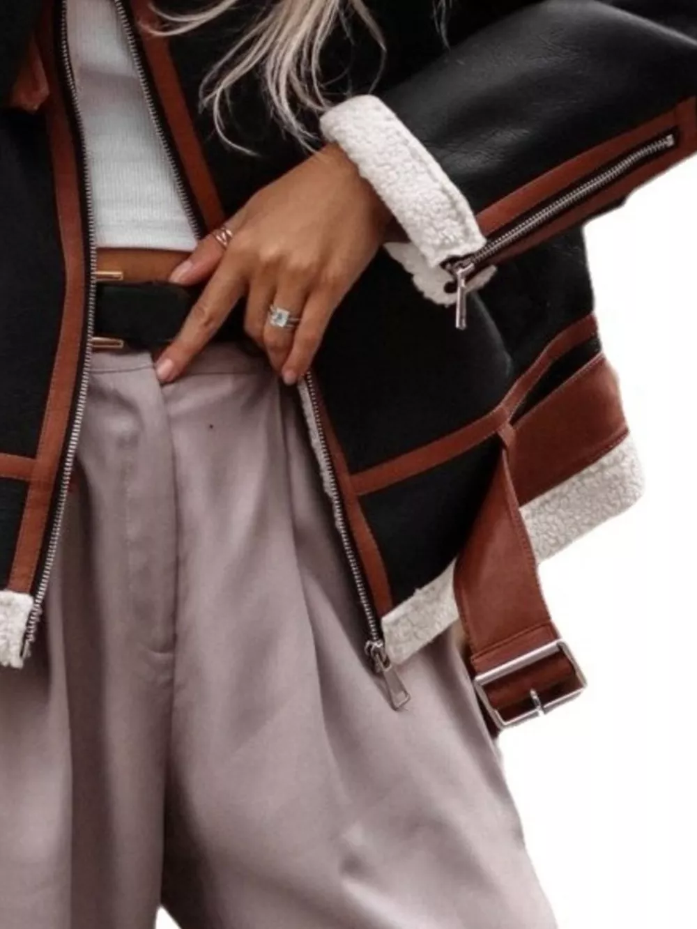 Shearling Lined Zip Up Jacket, image 6