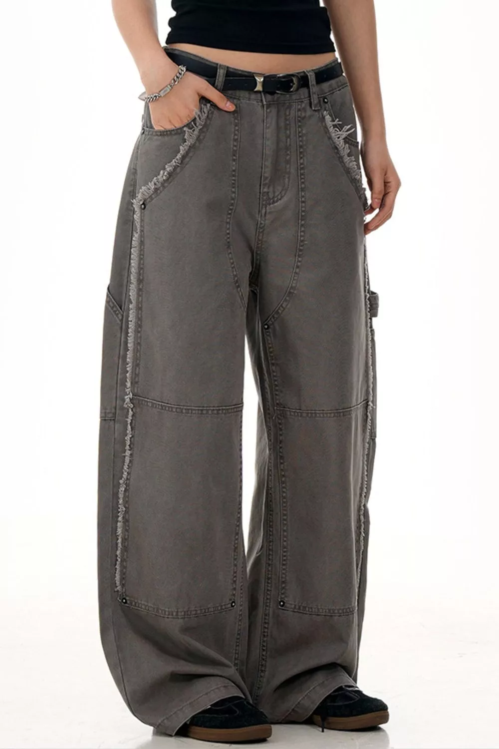 Men's Raw Hem Wide Leg Pants, image 2