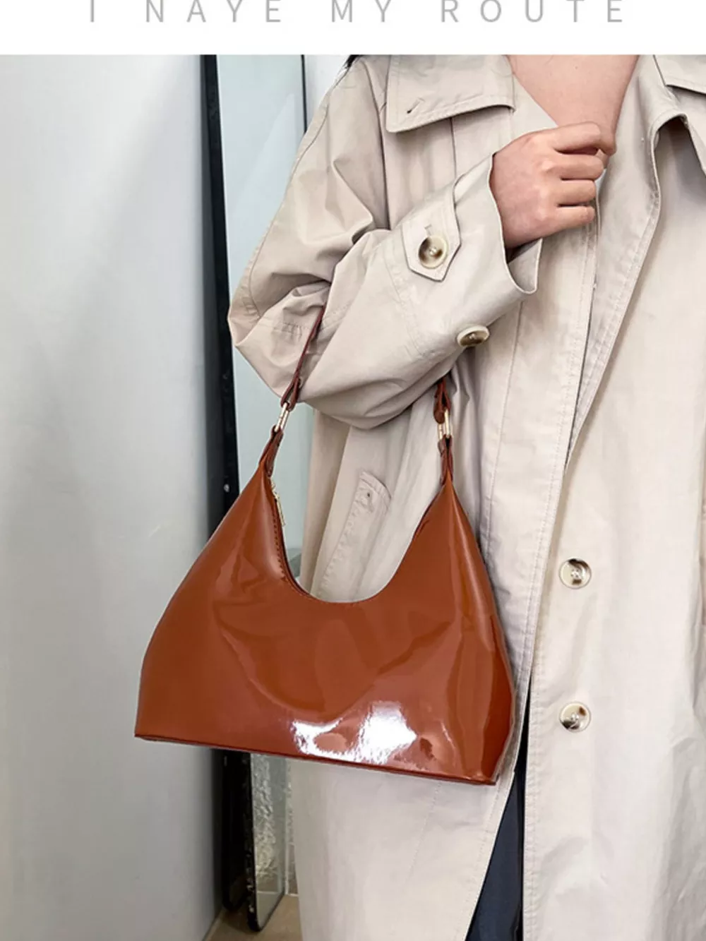 Solid Color Leather Shoulder Bag, image 7