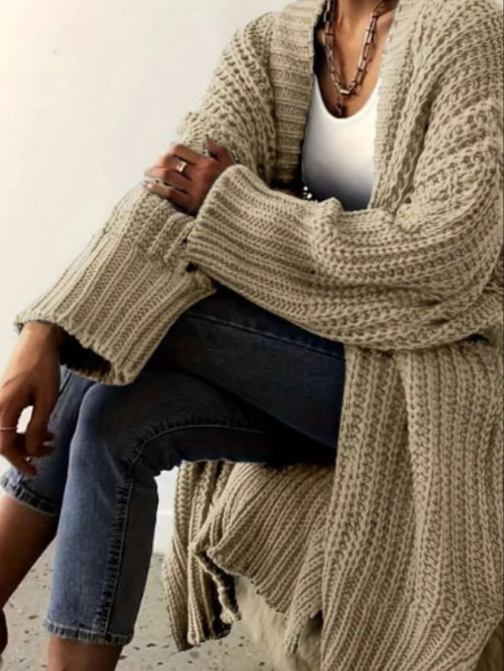Chunky Knit Open Front Cardigan, image 13