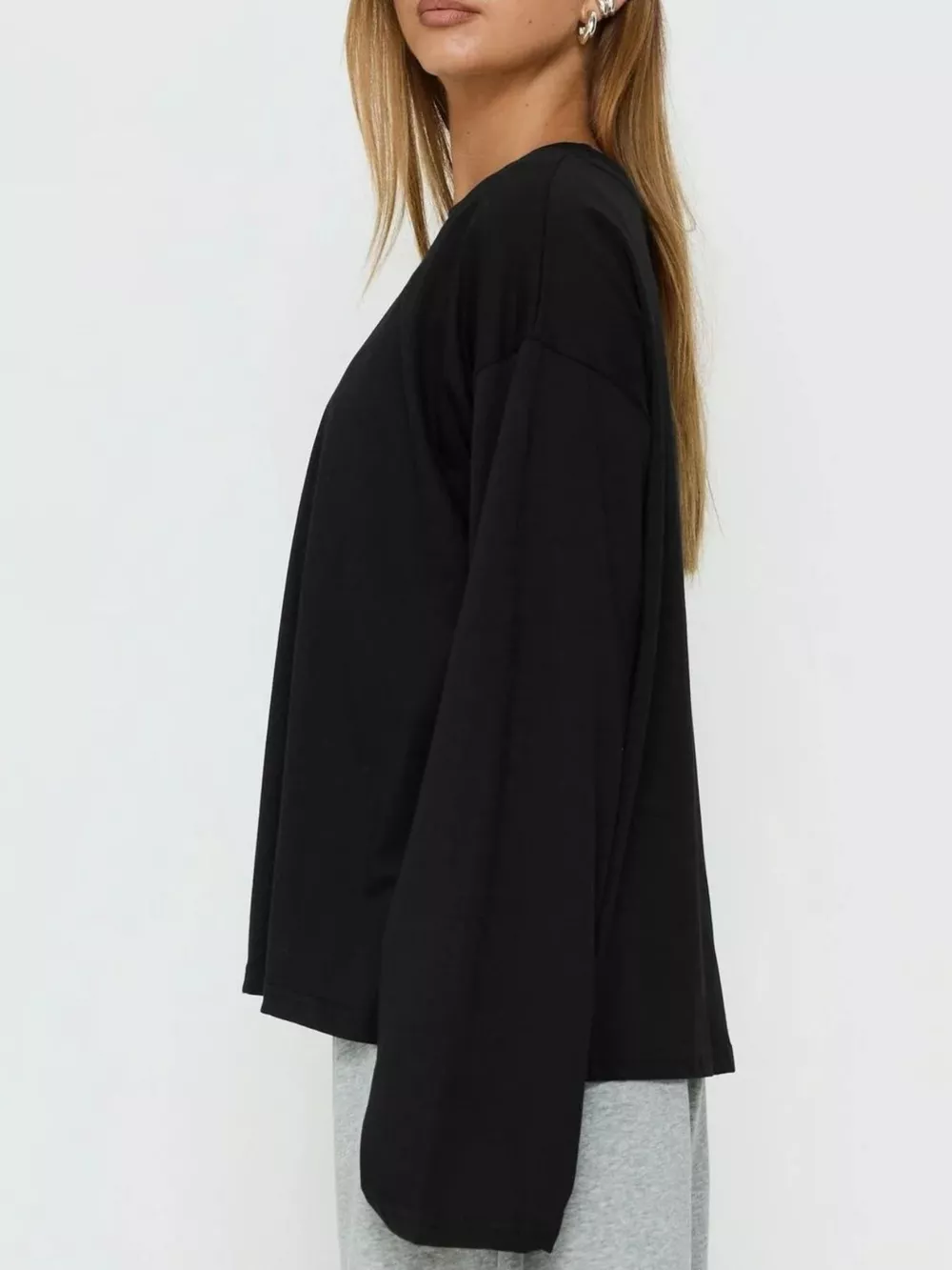 Oversized Long Sleeve Crew Neck T-Shirt, image 9