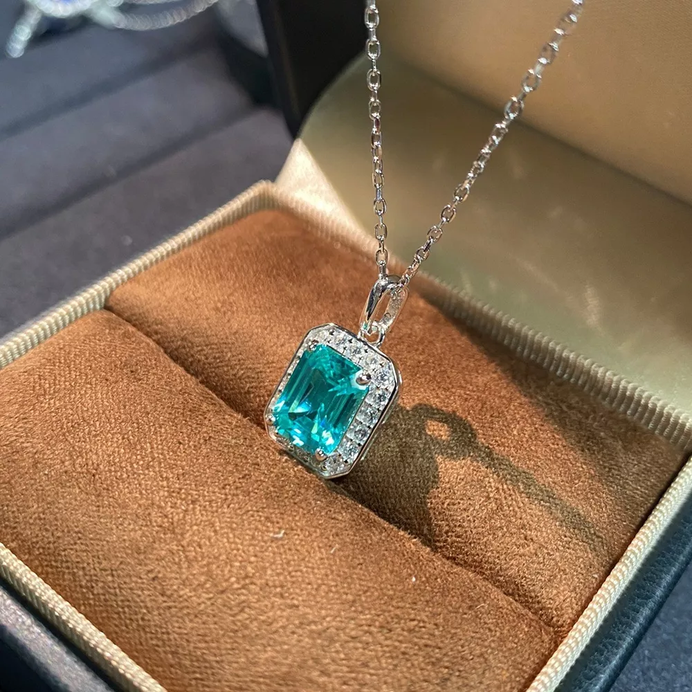 925 Sterling Silver Zircon Geometric Pendant Necklace, image 2