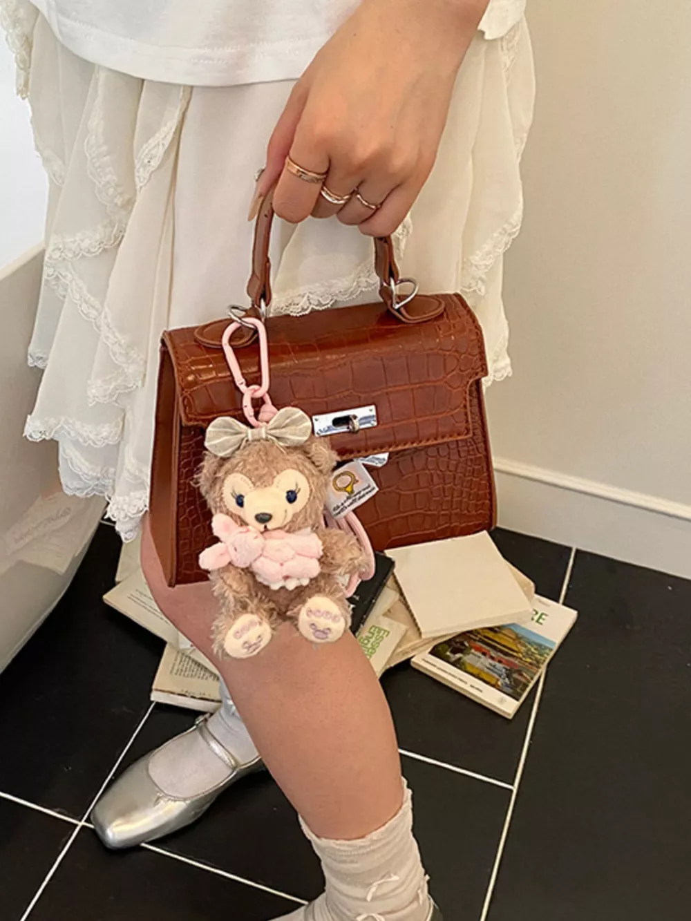 Crocodile-Embossed Handbag, image 3