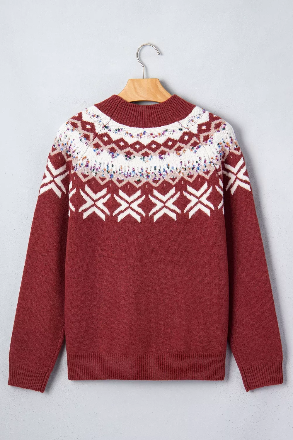 Christmas Theme Geometric Pattern Knit Round Neck Shift Sweater, image 7