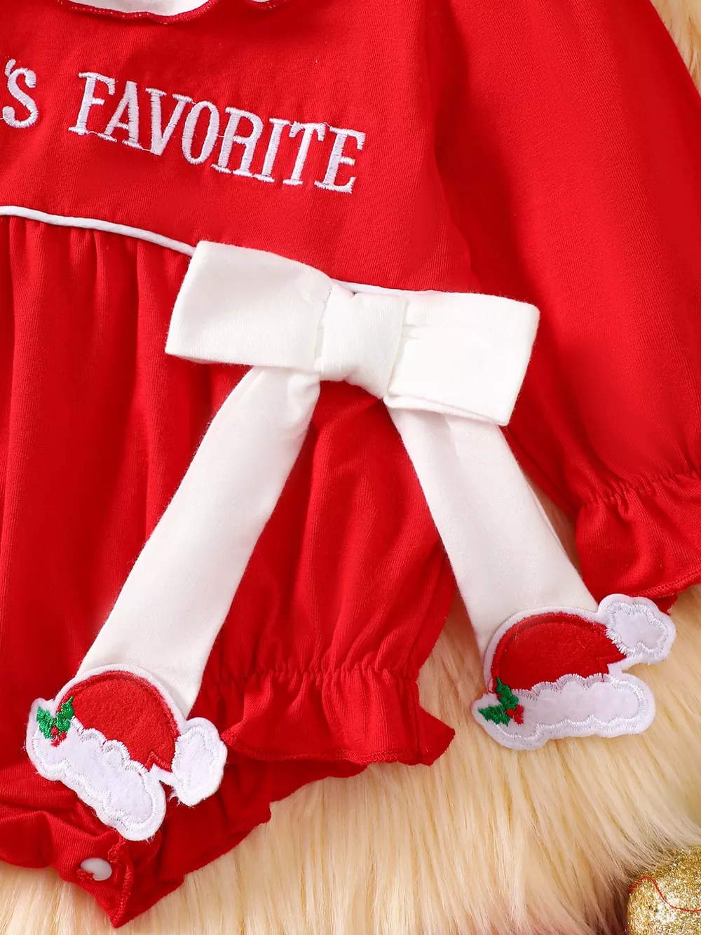 Children's Christmas Theme Bodysuit with Ruffled, image 5