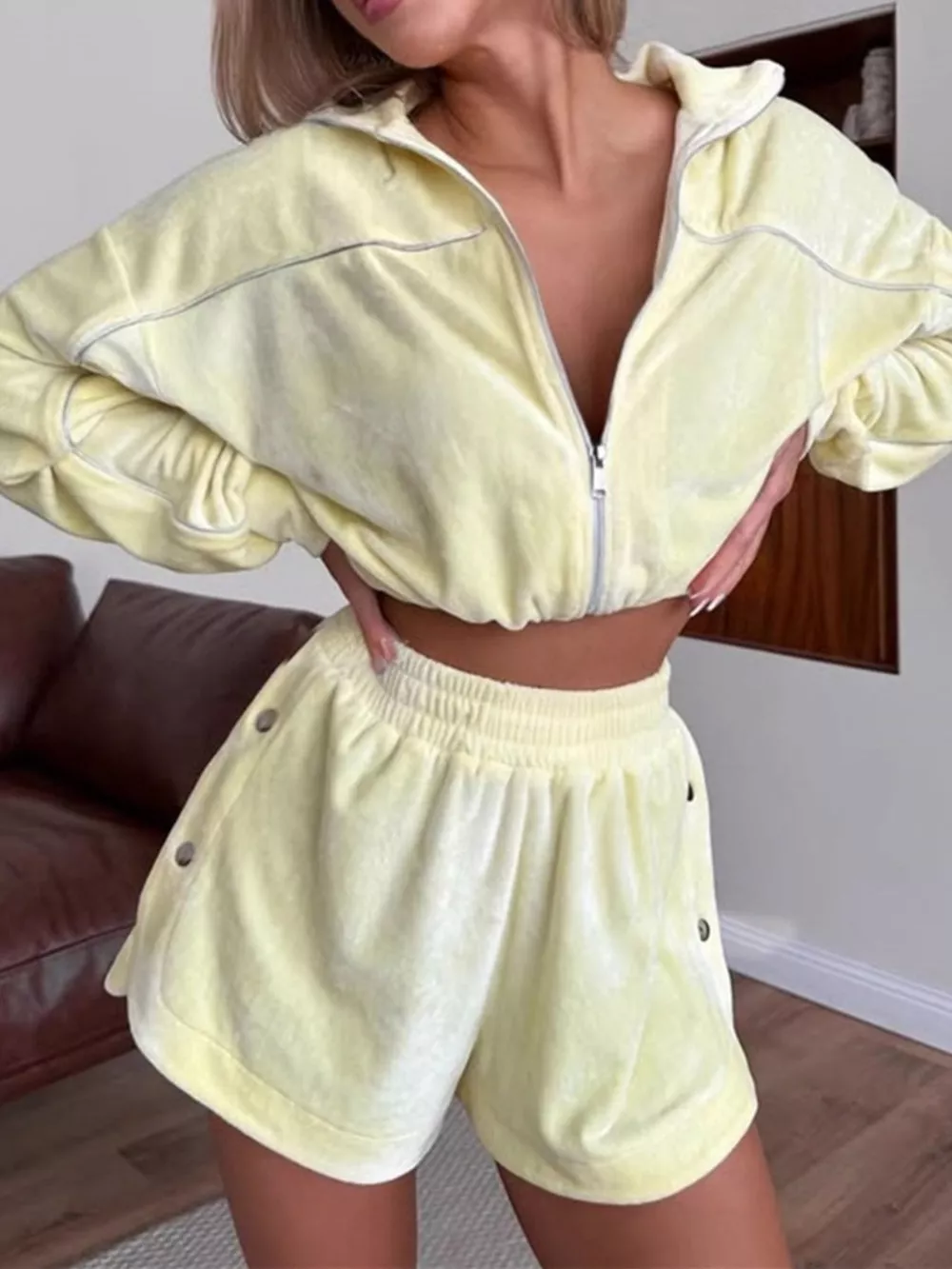 Zip-Up Outerwear and Shorts Set, image 18
