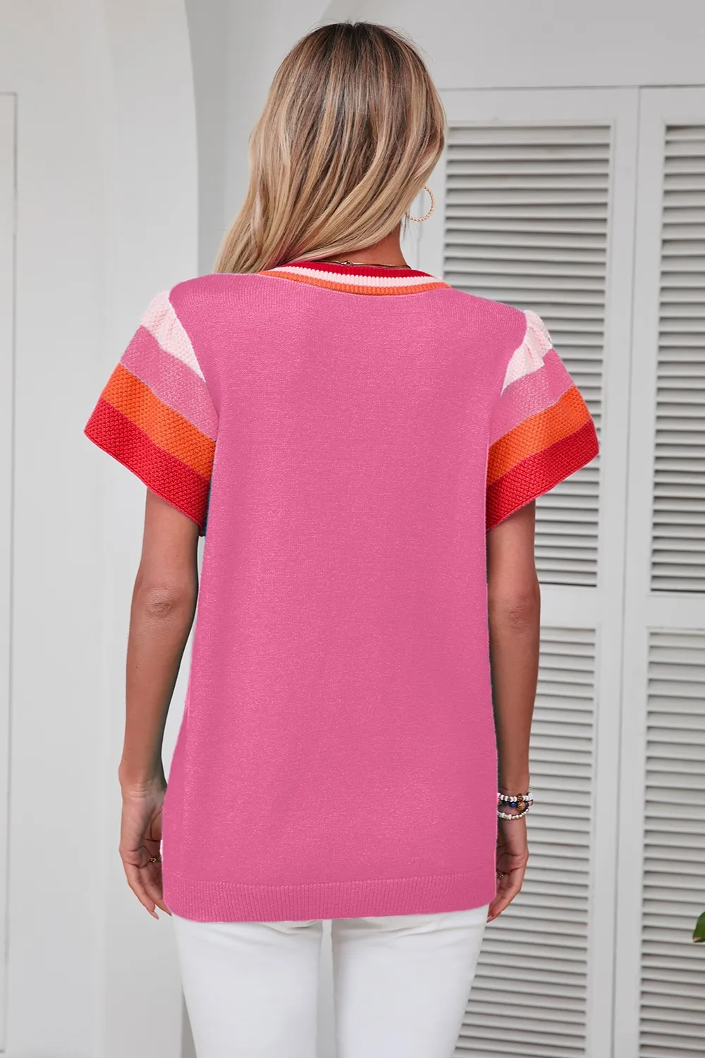 Color Block Round Neck Knit Top, image 24