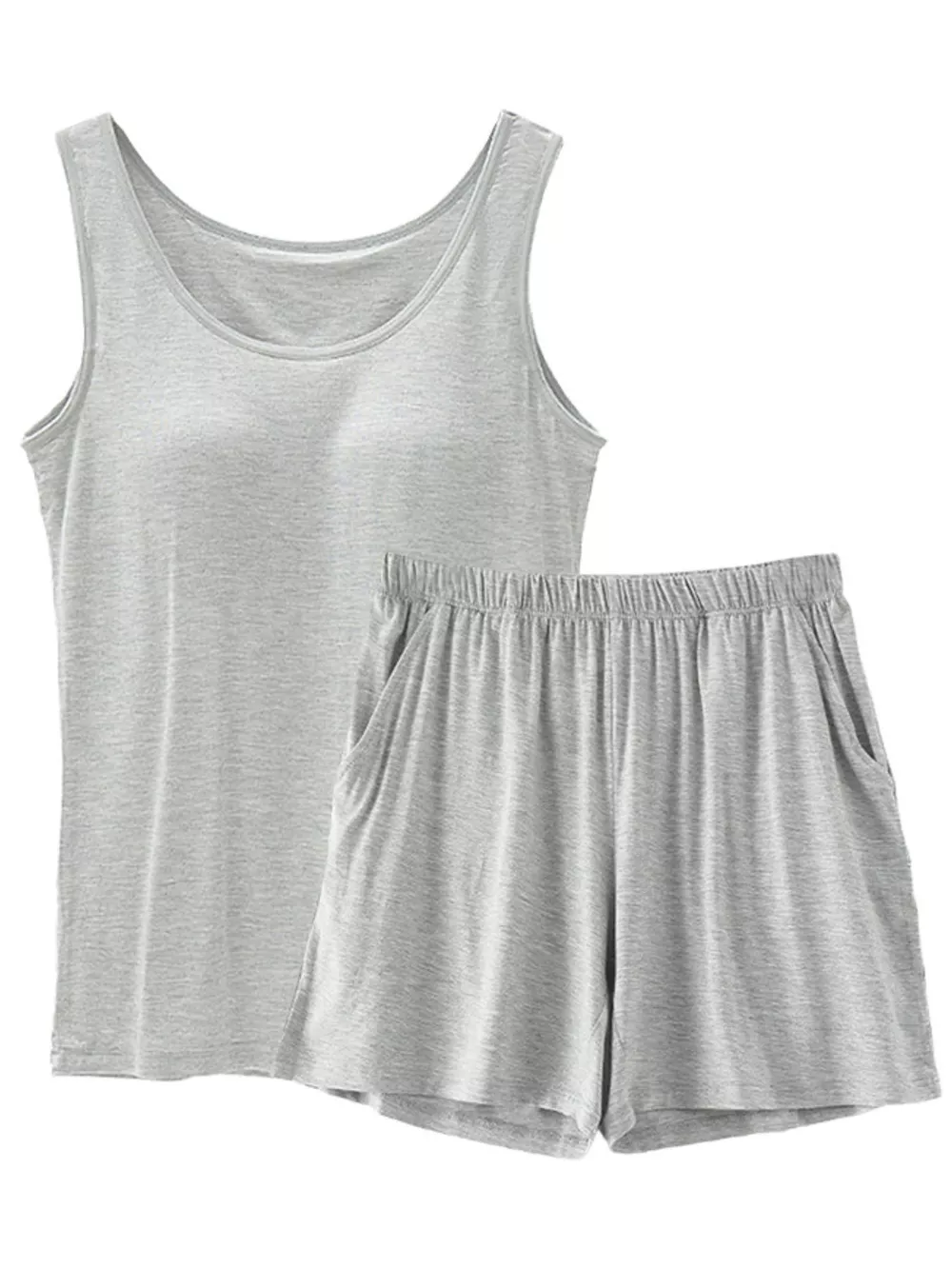 Plus Size Modal Padded Sleeveless Tank Top & Shorts Set, image 11