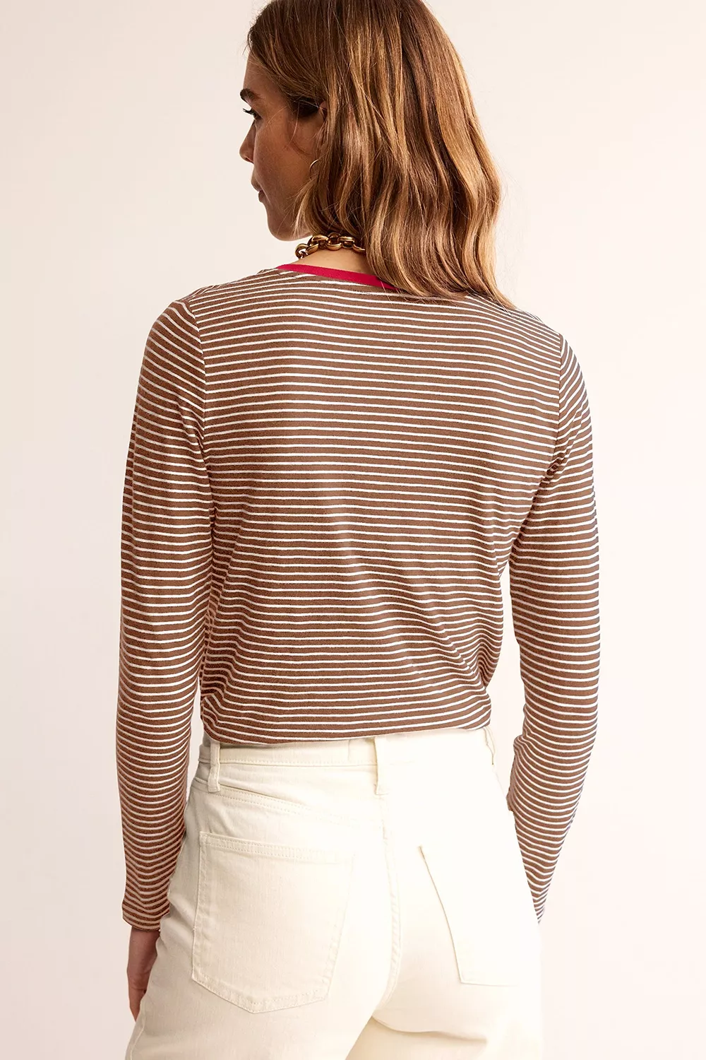 Stripe V Neck Stretchy Long Sleeve Top, image 2