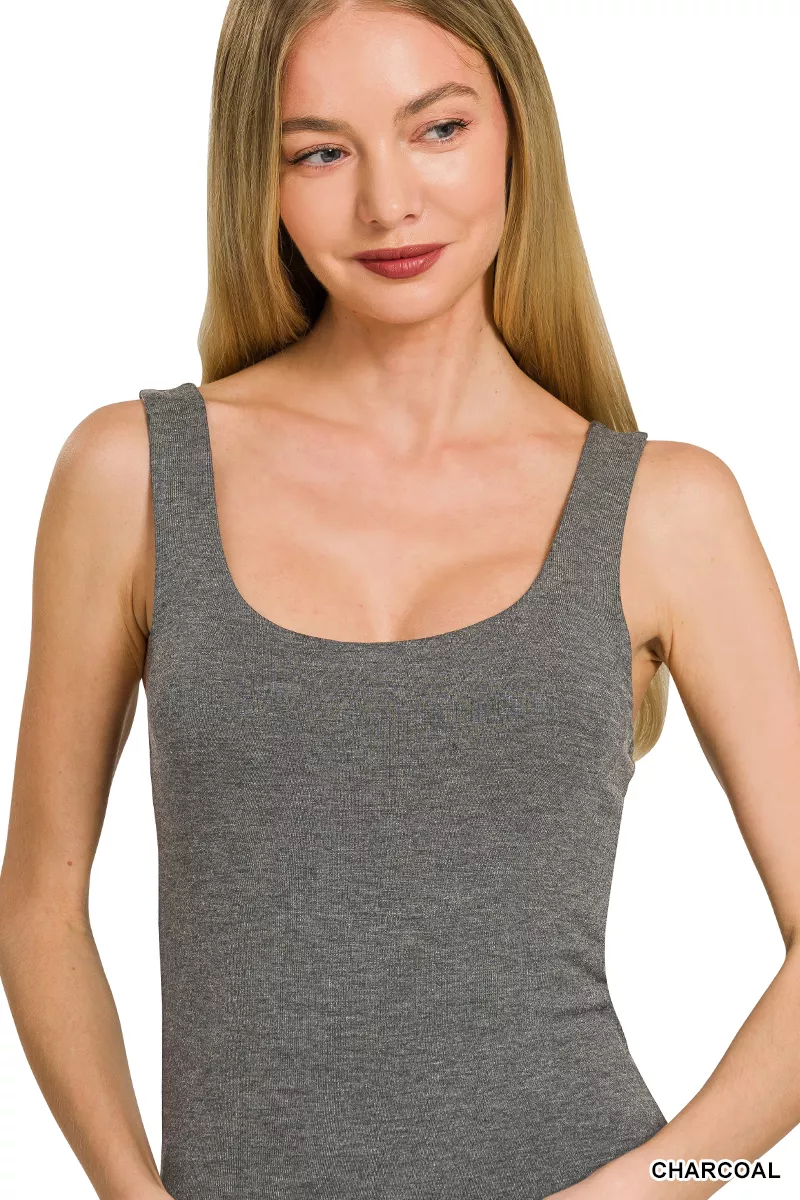 Double Layered Double Scoop Tank Top, image 2