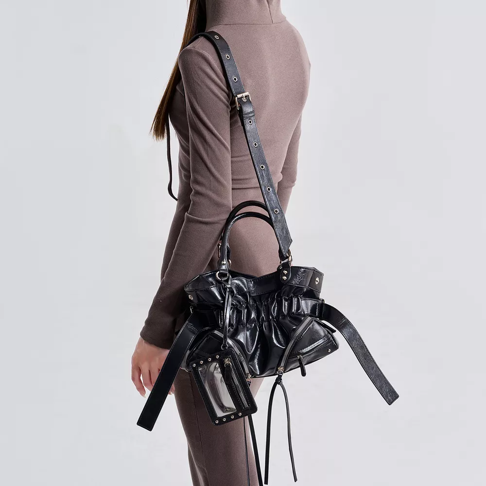 Ruched Leather Crossbody Bag, image 5
