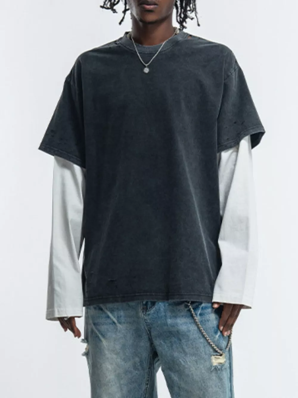 Men's Fake Two-Piece Long Sleeve T-Shirt