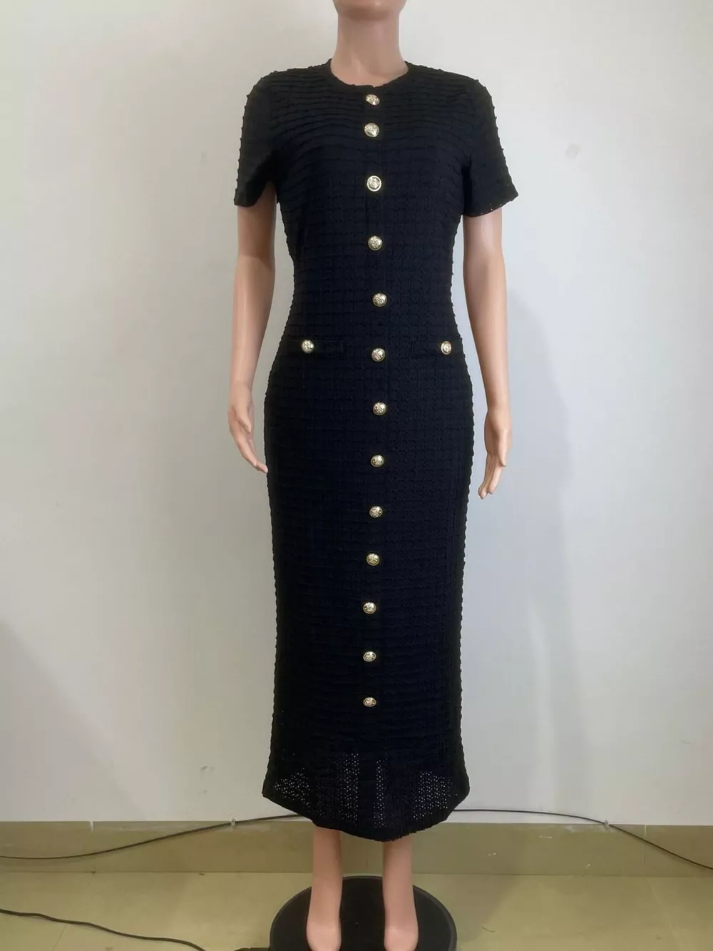 Textured Short Sleeve Midi Dress, image 12