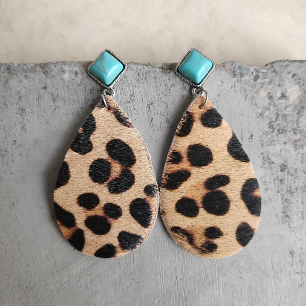 Artificial Turquoise Teardrop Earrings, image 6