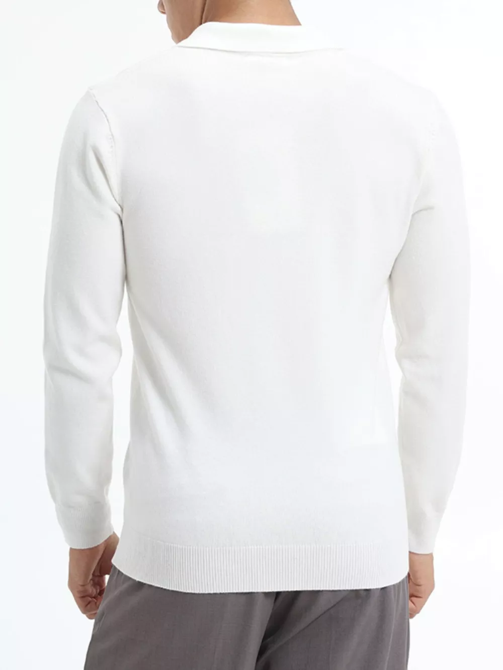 Men's Plus Size Long Sleeve Polo Collar Knit Top, image 11