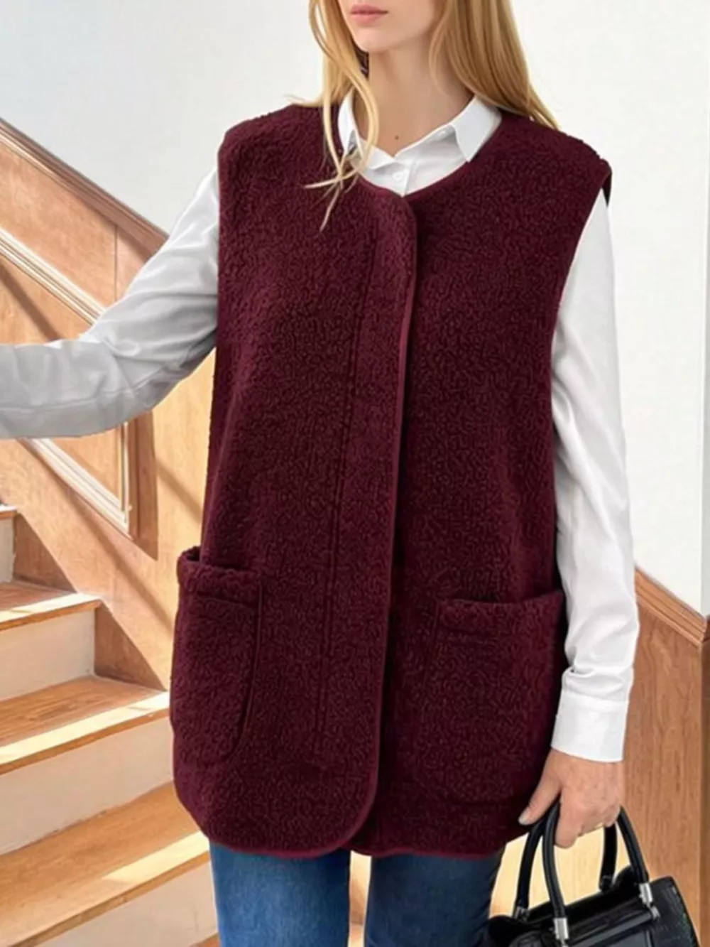 Sherpa Sleeveless Vest Coat, image 11