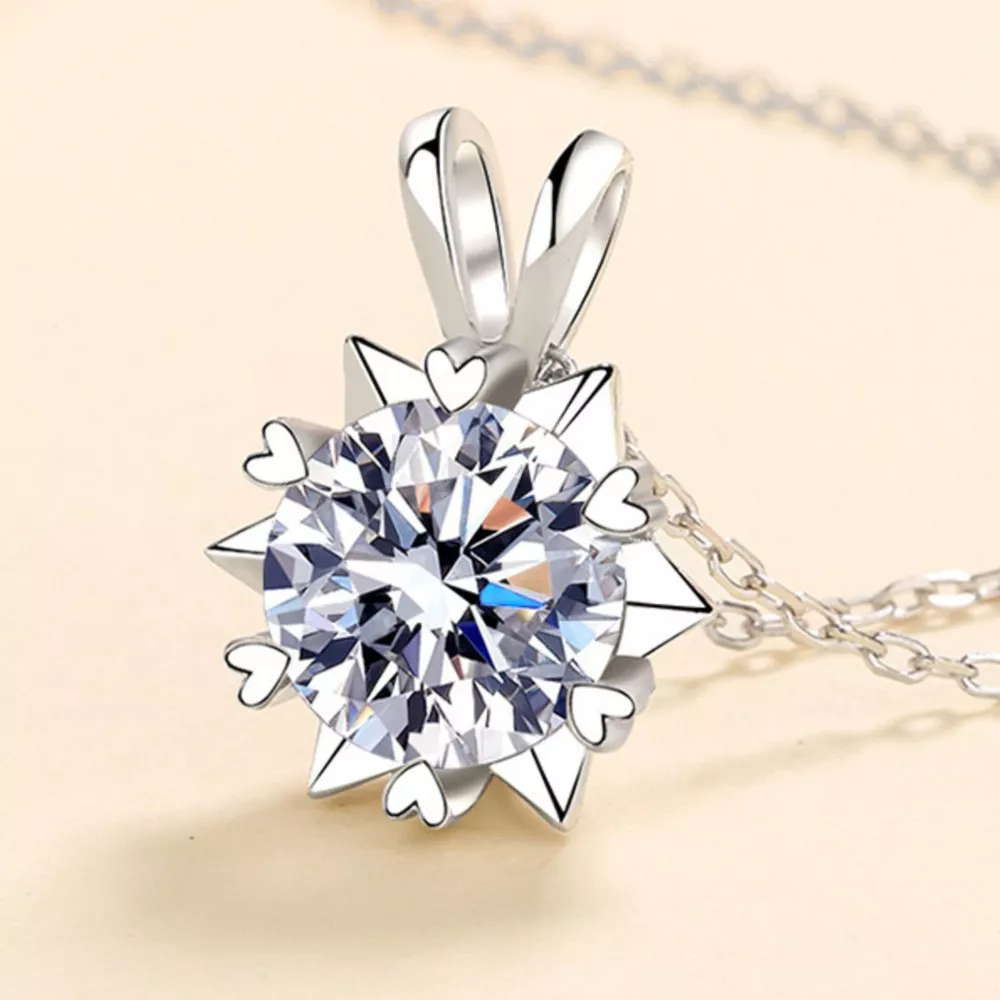 1 Carat 925 Sterling Silver Moissanite Pendant Necklace, image 5