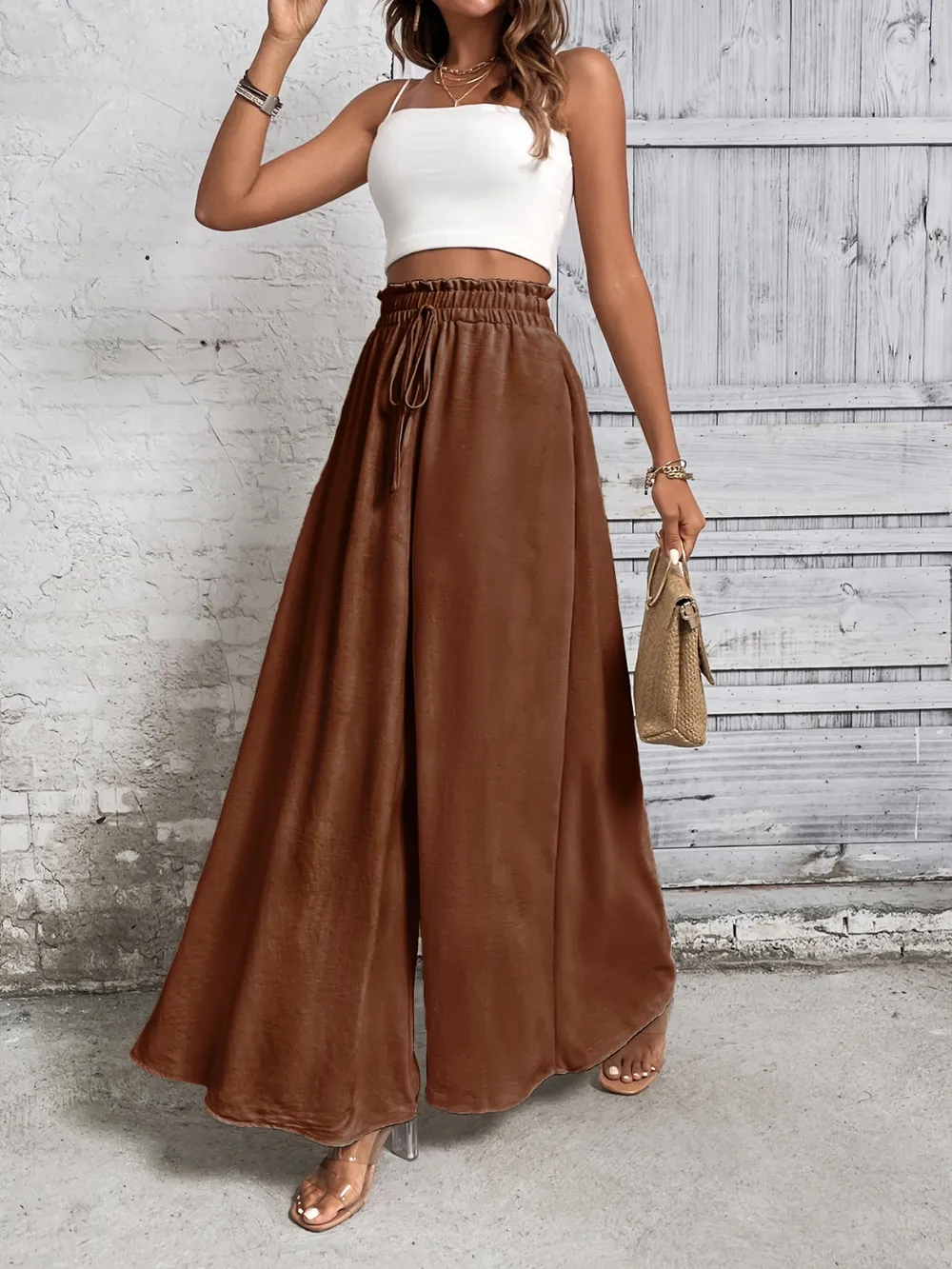 Tied High Waist Wide Leg Pants, image 20