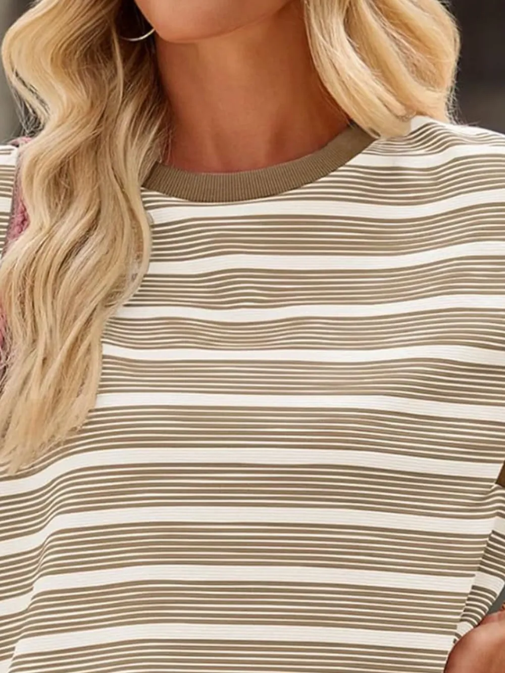 Striped Round Neck Casual T-Shirt, image 4