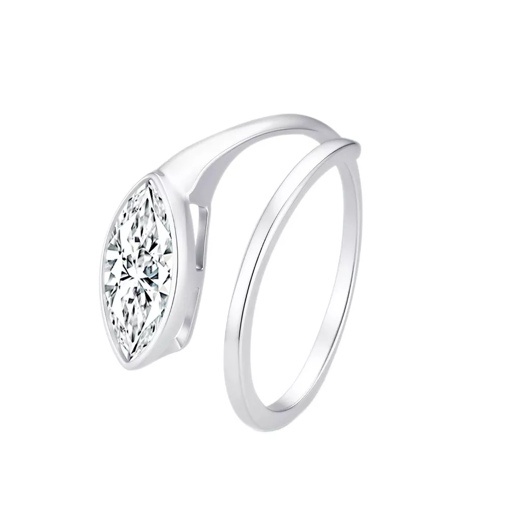 2 Carat 925 Sterling Silver Moissanite Marquise Cut Bypass Ring, image 5