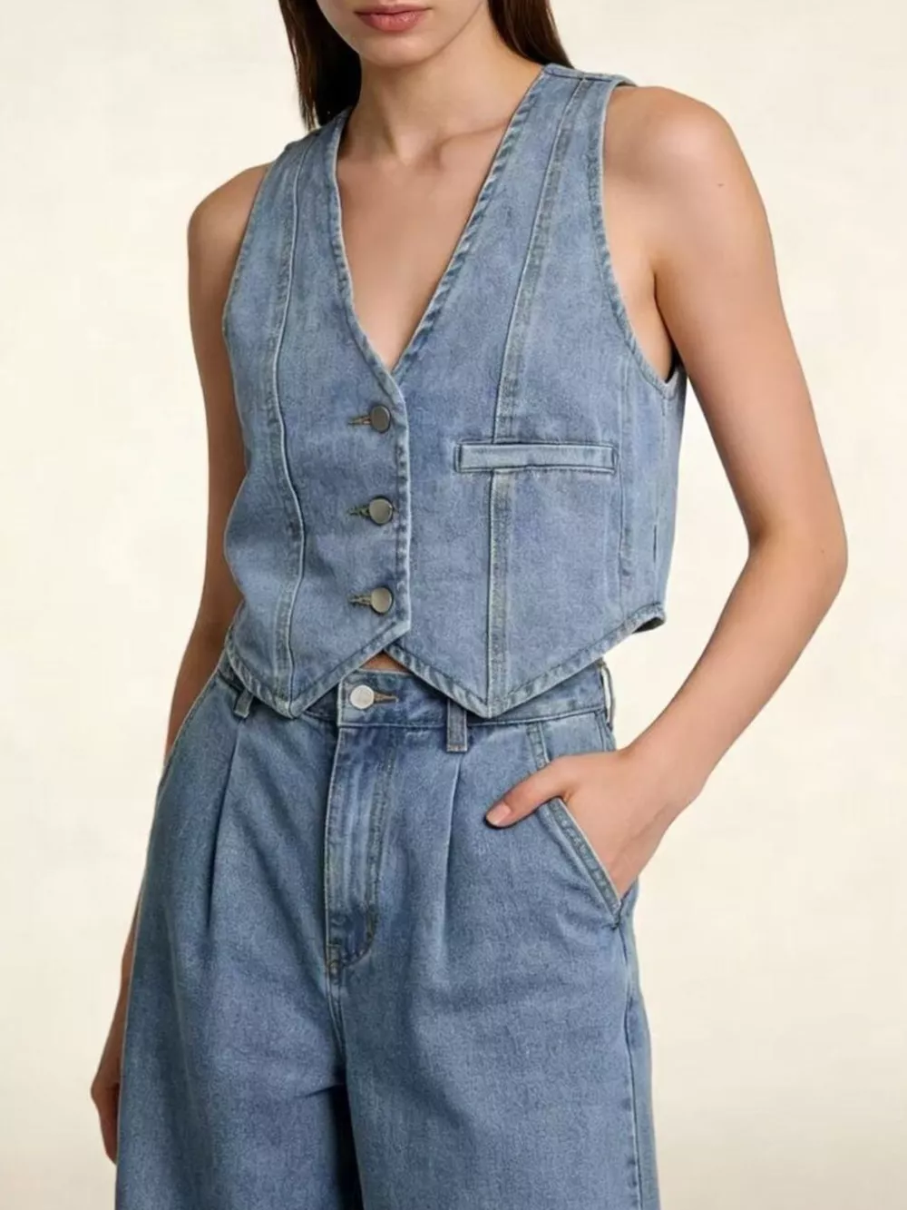 Button-Down Denim Vest, image 10
