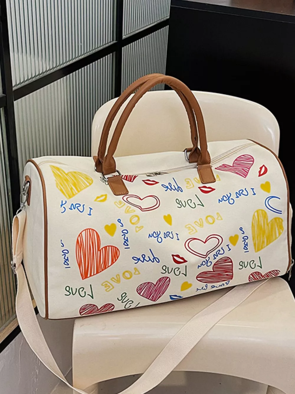 Printed Duffel Bag with Adjustable Strap, image 6
