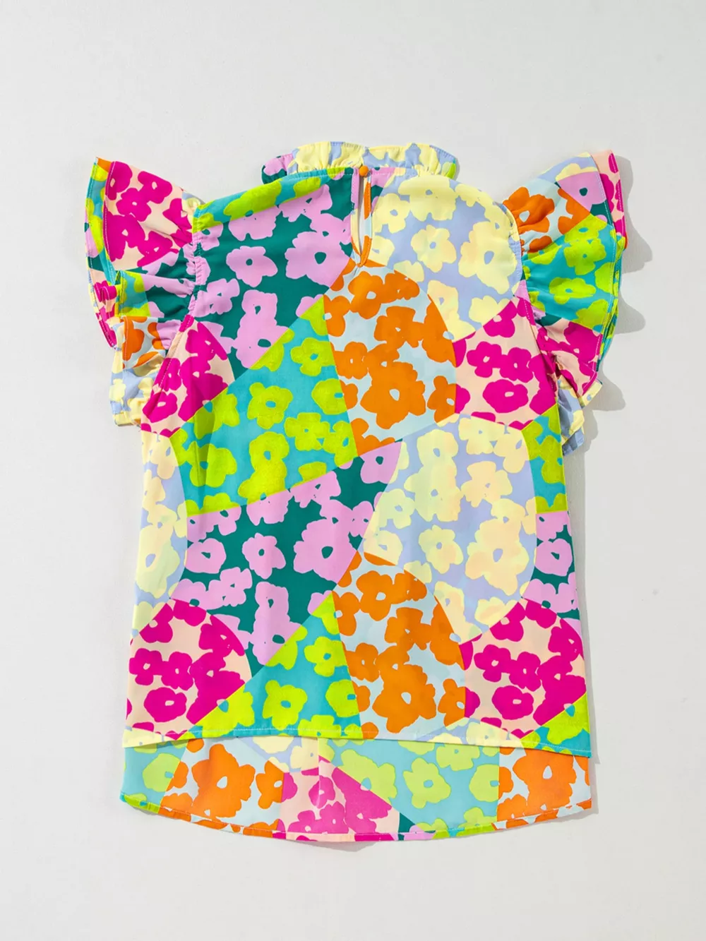 Printed Ruffled Cap Sleeve Blouse, image 8