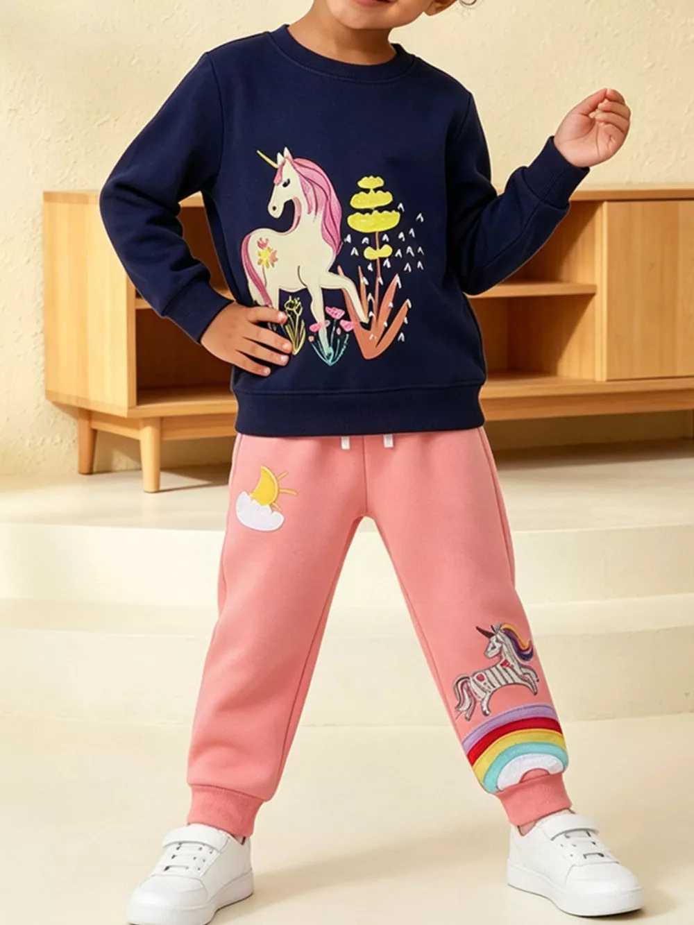 Children's Unicorn Graphic Sweatshirt and Joggers Set, image 3