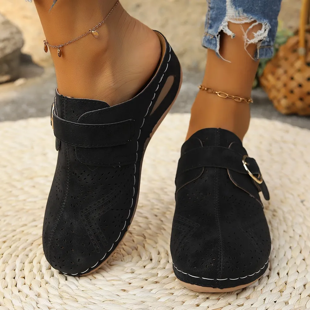 Suede Round Toe Wedge Sandals, image 8
