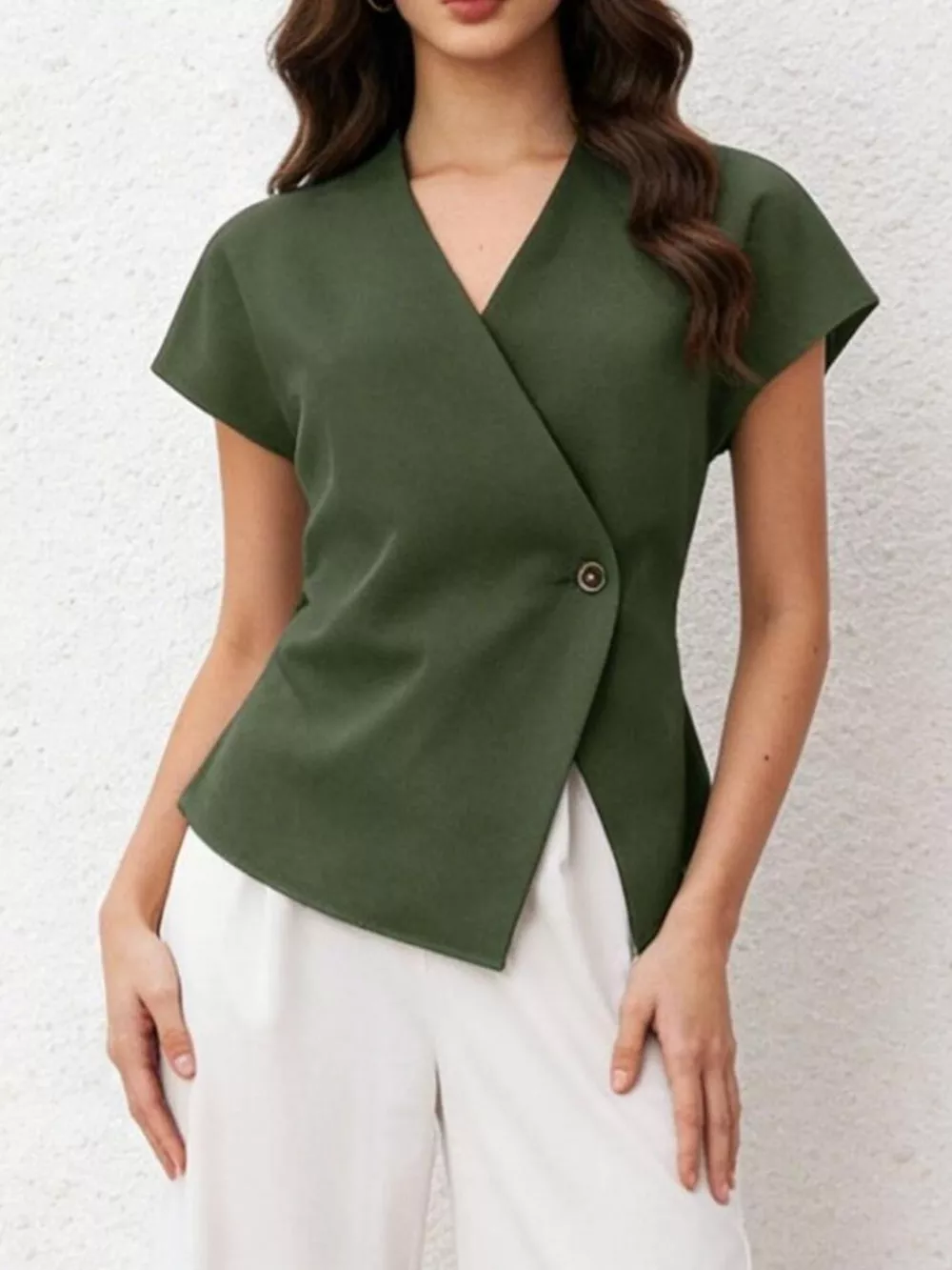 Wrap-Front One Button Shirt, image 2