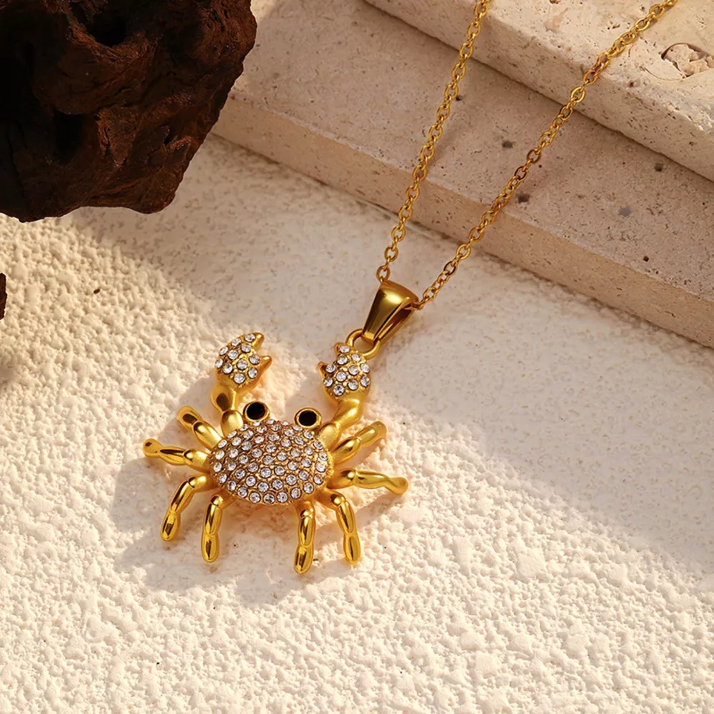 18K Gold-Plated Crab Pendant Necklace, image 4
