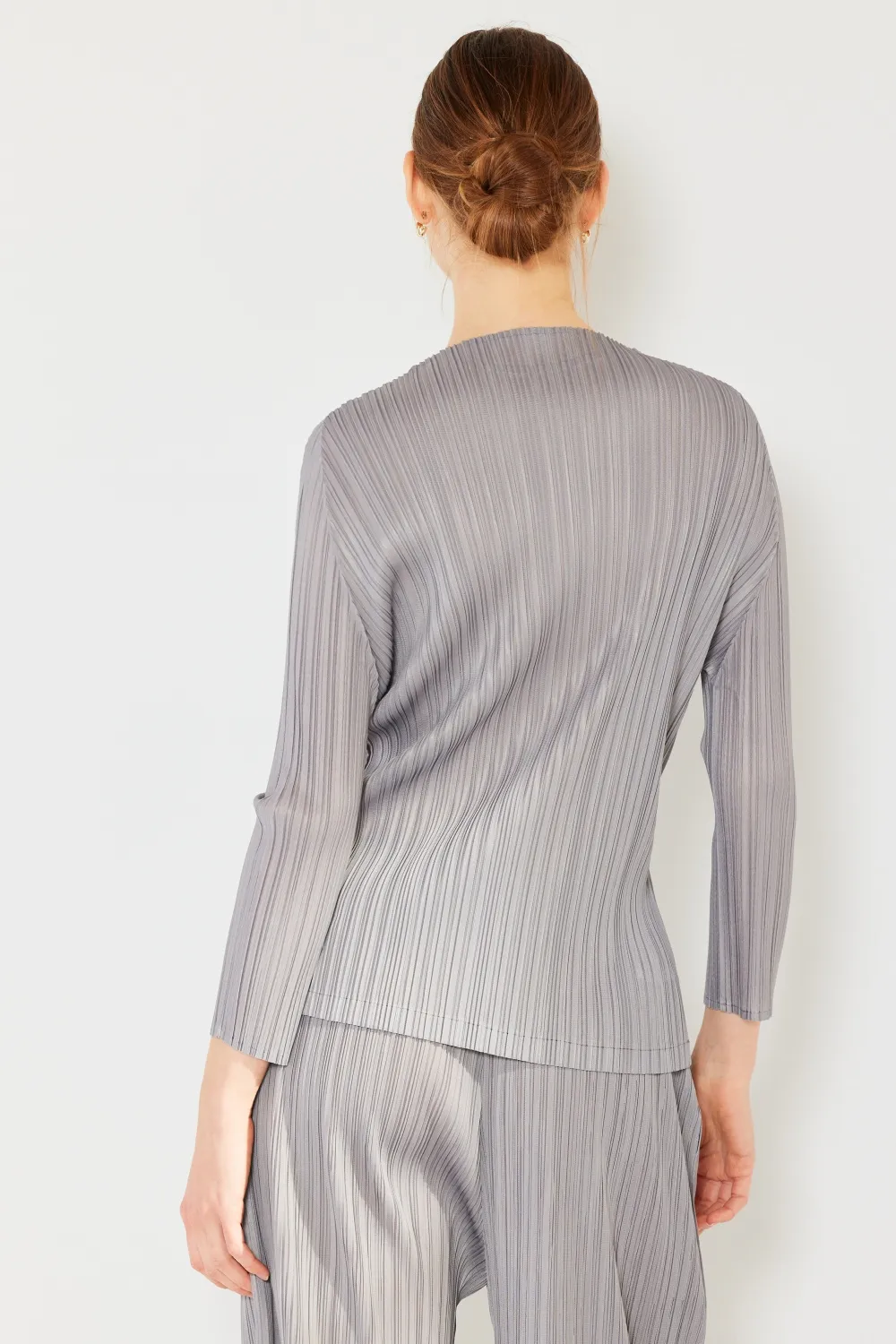 Pleated Long Sleeve Boatneck Top, image 3