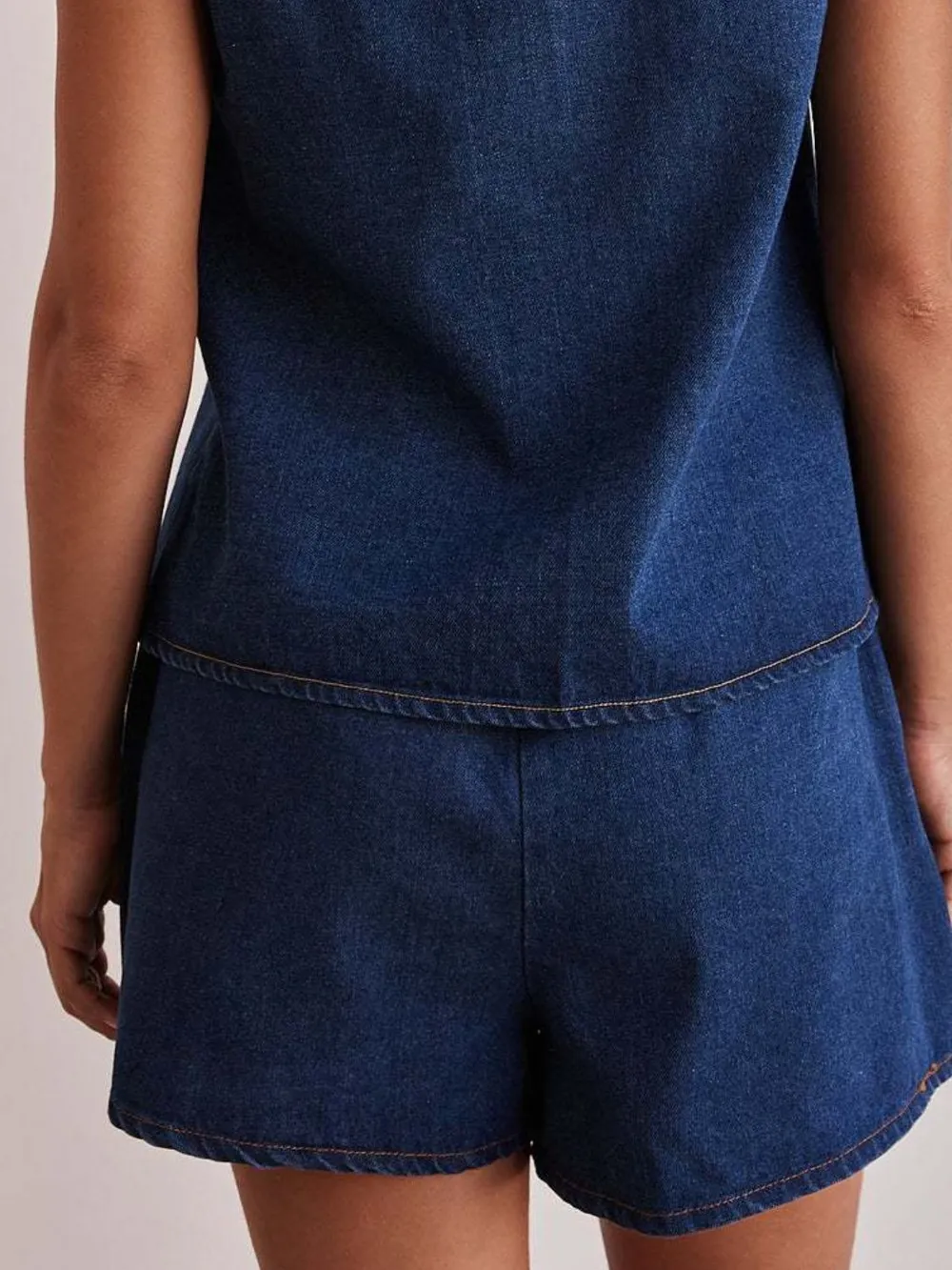 Elastic Waist Denim Shorts, image 6