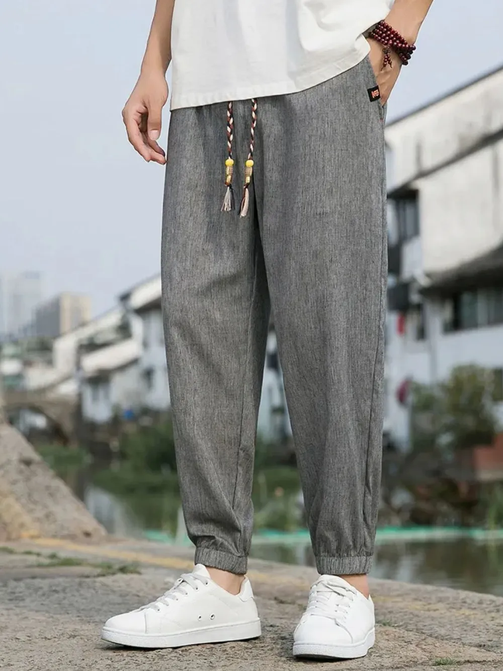 Men's Plus Size Casual Drawstring Jogger Pants, image 2