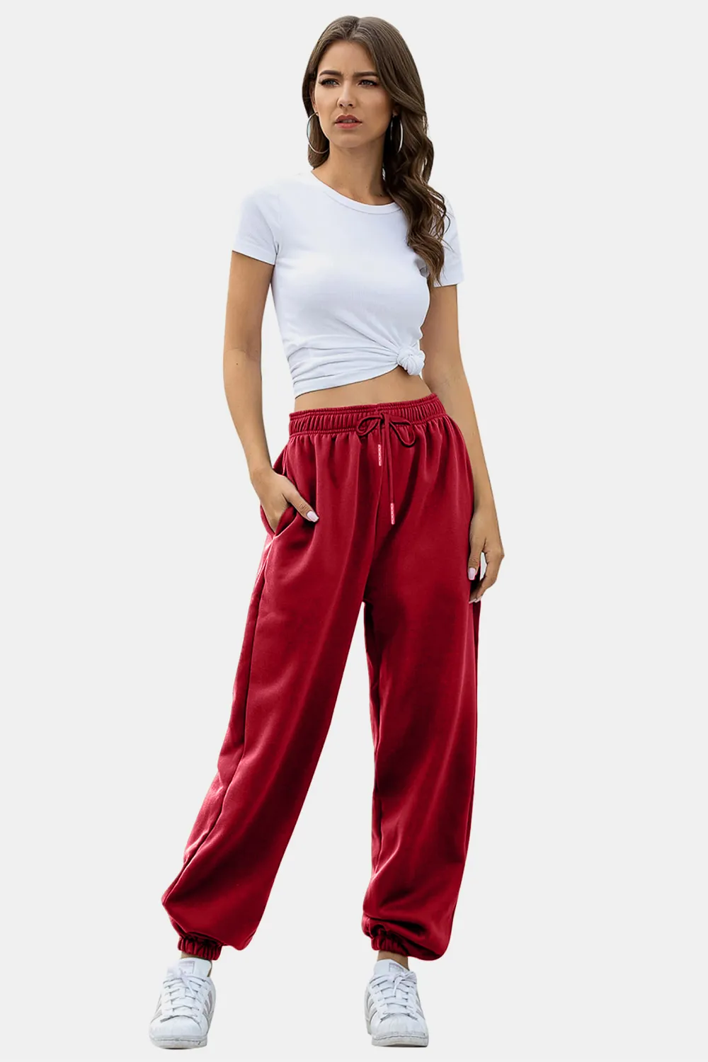 Elastic Waist Joggers with Pockets, image 15