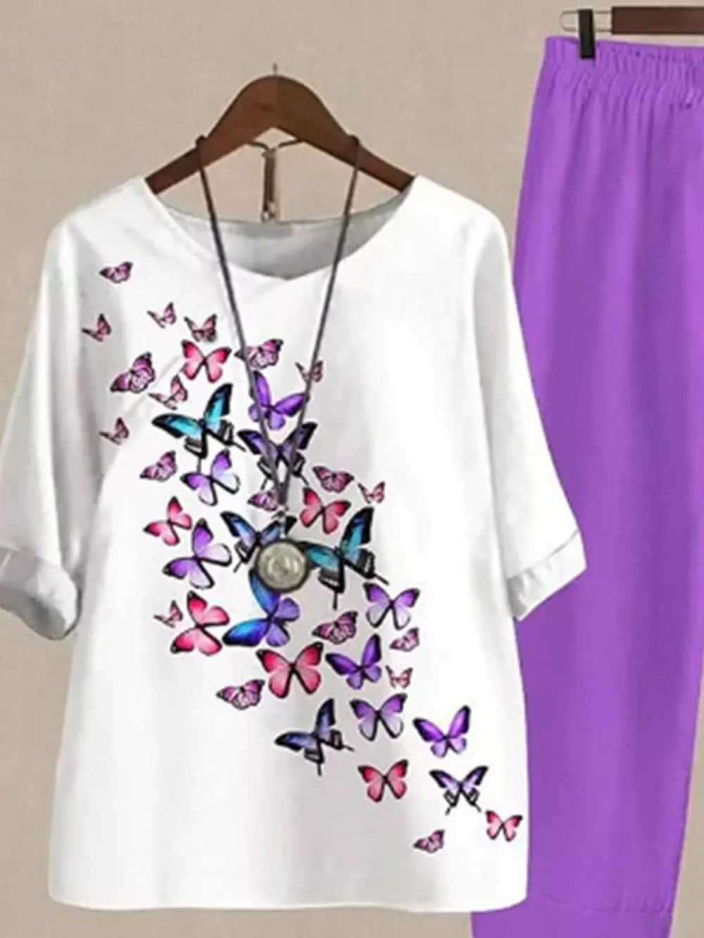 Printed Half Sleeve Top and Pants Set, image 20
