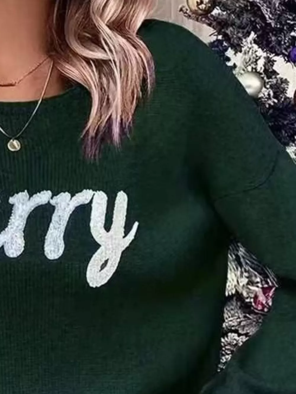 Merry Round Neck Dropped Shoulder Christmas Sweater, image 13