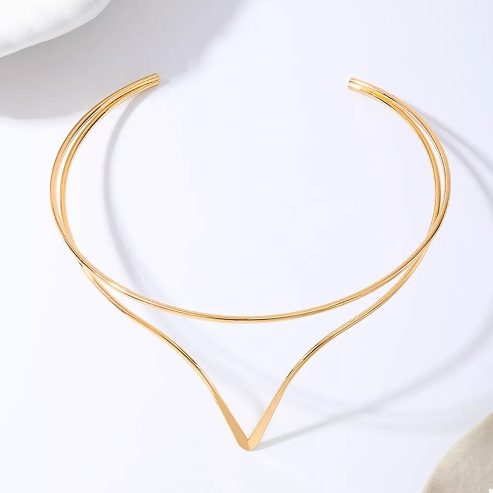 Double Layer V-Shaped Choker Necklace, image 5