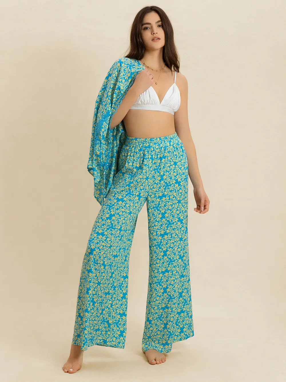 Open Front Printed Top and Pants Set, image 8