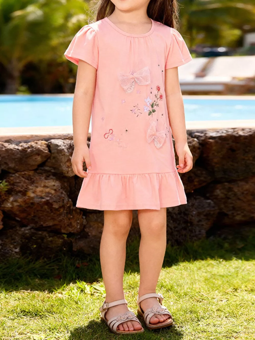 Children's Ruffled Hem Short Sleeve Dress, image 2