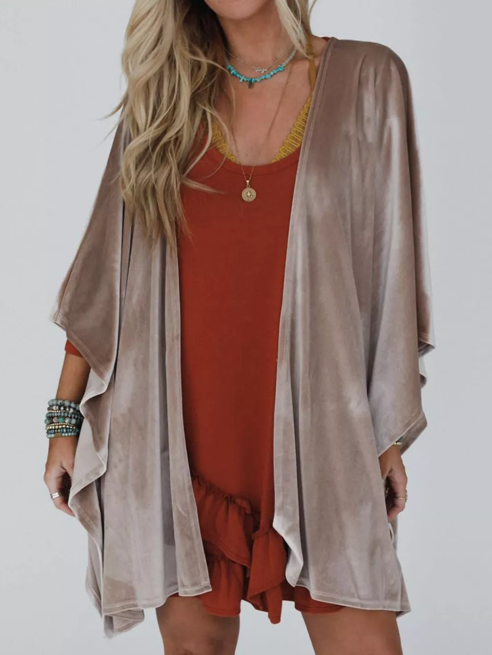 Open Front Draped Sleeve Cardigan, image 5