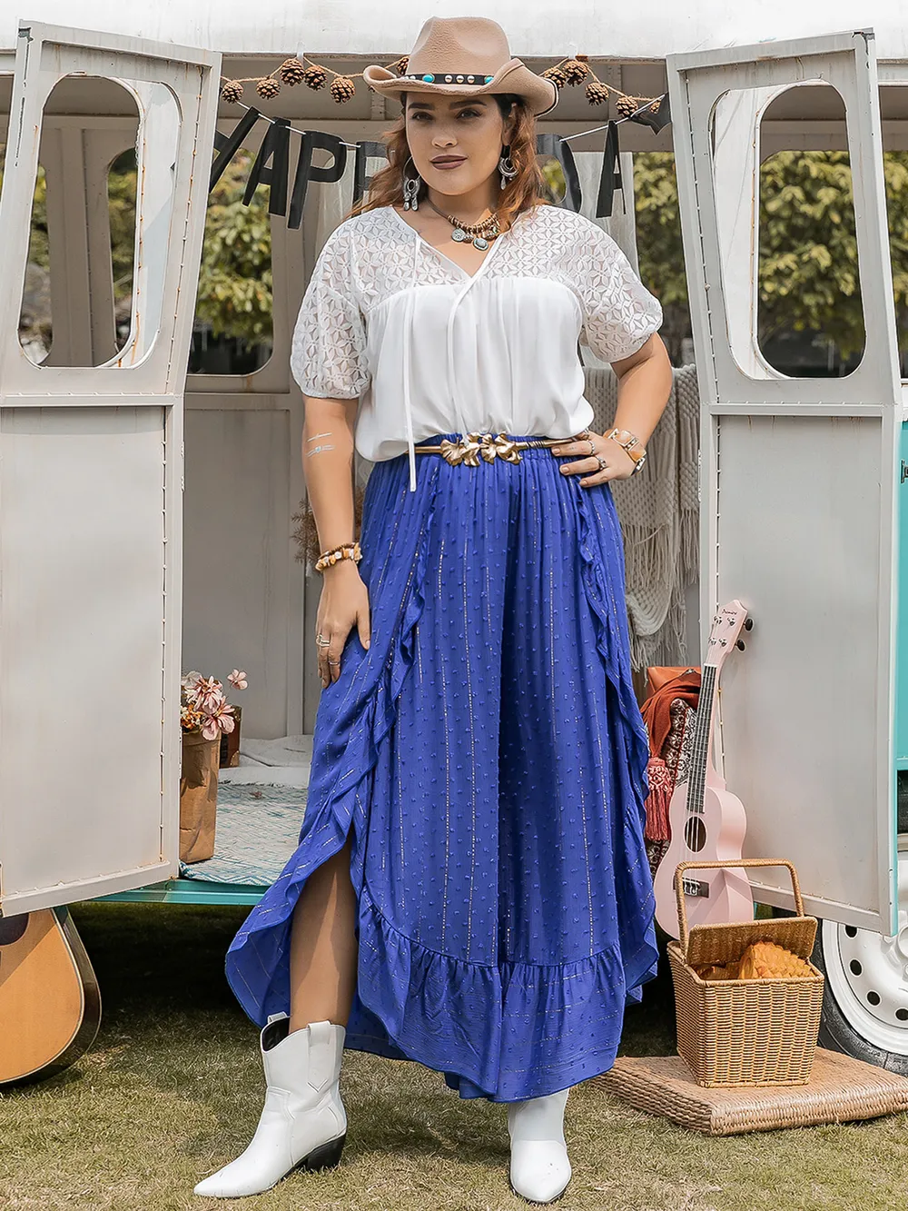 Plus Size Tie Neck Short Sleeve Blouse, image 5