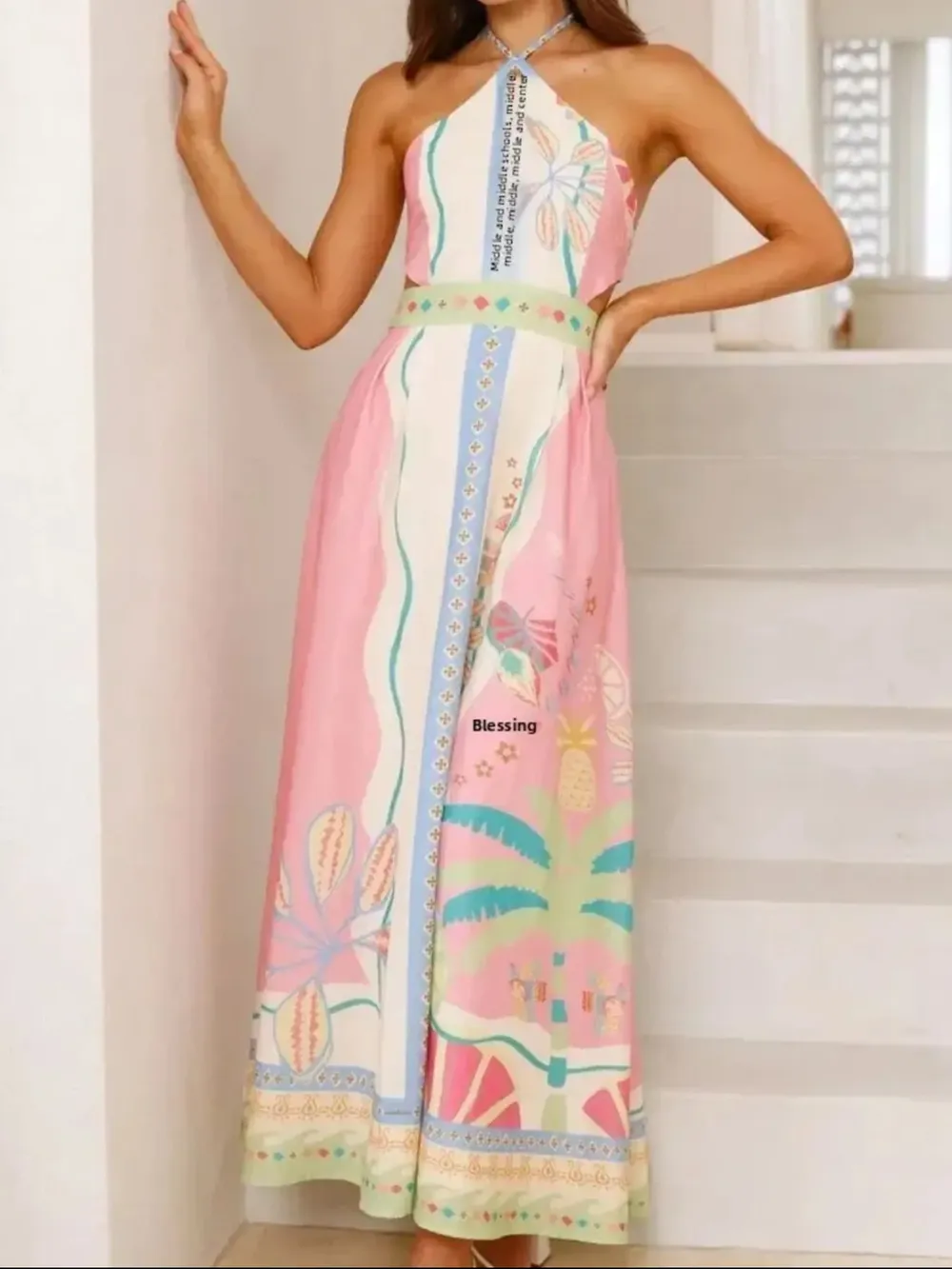 Halter Neck Printed Maxi Dress, image 7