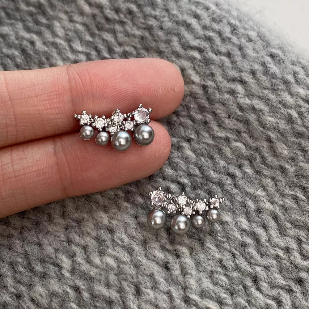 Alloy Pearl Cluster Earrings, image 3