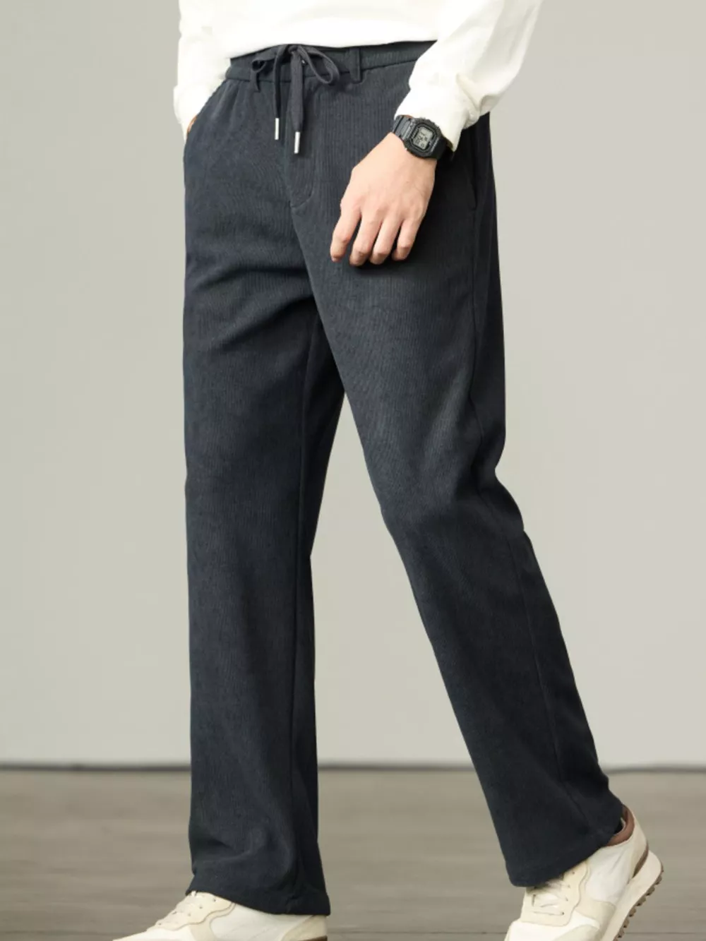 Men's Plus Size Casual Corduroy Drawstring Pants, image 2