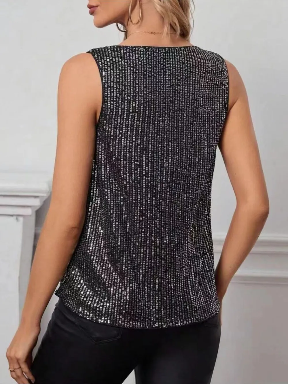 Sequin Cowl Neck Tank, image 11