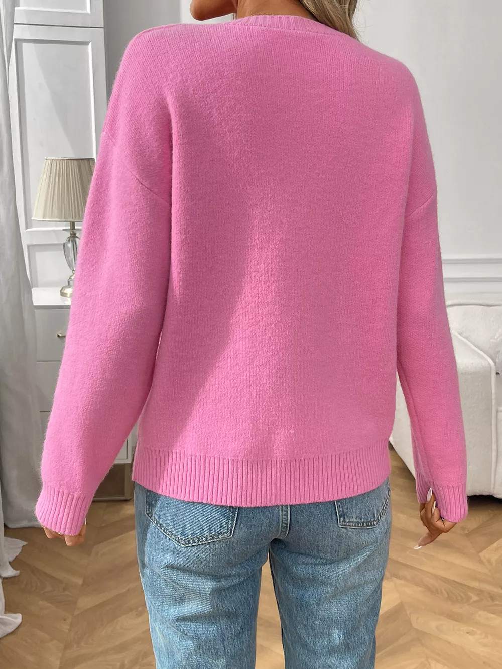 Bow Round Neck Long Sleeve Sweater, image 10