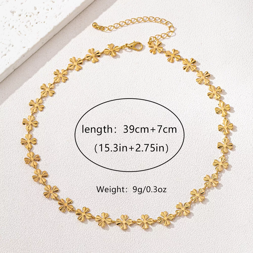 18K Gold-Plated Alloy Flower Chain Necklace, image 5