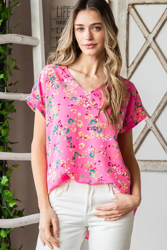 Full Size Animal print V-Neck Short Sleeve T-Shirt Plus Size, image 17
